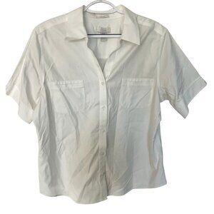 Chicos Womens No-Iron Button-Front White Shirt Size Large